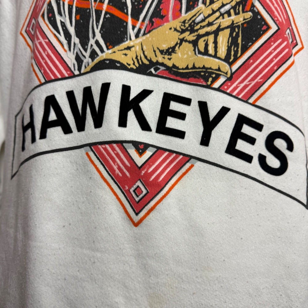 Vintage 90s Iowa Hawkeyes Basketball Crewneck College Sweater White NCAA Sz XL - Picture 3 of 7